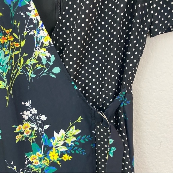 Anthropologie Lea & Viola Polka Dot & Floral Short Sleeve Dress XS - Picture 7 of 7